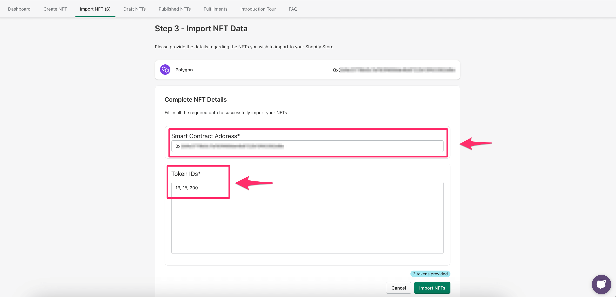 Importing an NFT | Curvegrid Documentation